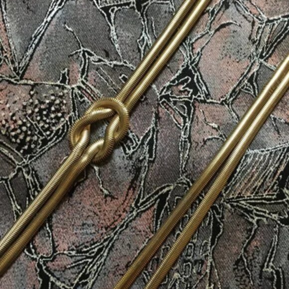 Extra Long Slinky Double Chain Snake Knotted Costume Necklace - Picture 6 of 8